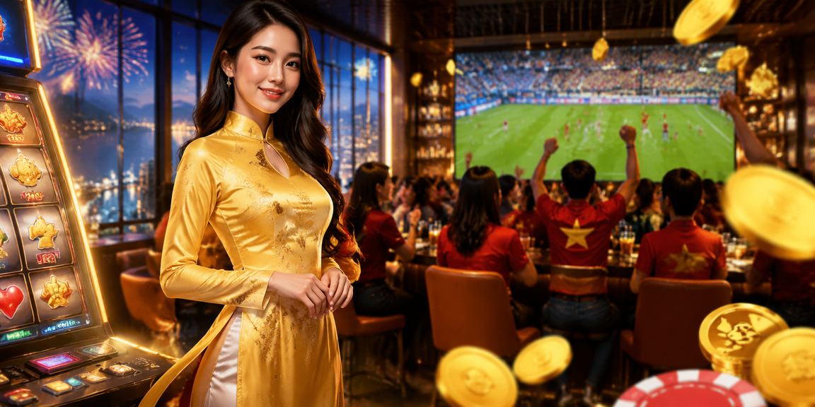 Người chơi Vũng Tàu tham gia slot game trong trang phục áo dài — nét hiện đại và truyền thống